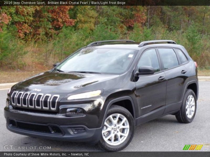 Brilliant Black Crystal Pearl / Black/Light Frost Beige 2016 Jeep Cherokee Sport