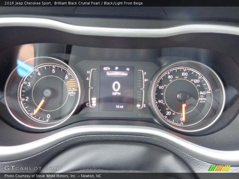 Brilliant Black Crystal Pearl / Black/Light Frost Beige 2016 Jeep Cherokee Sport