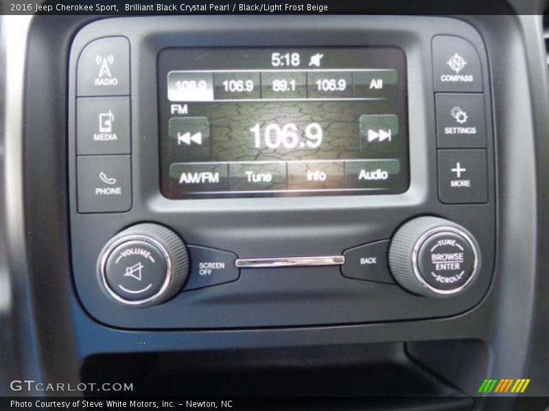 Brilliant Black Crystal Pearl / Black/Light Frost Beige 2016 Jeep Cherokee Sport