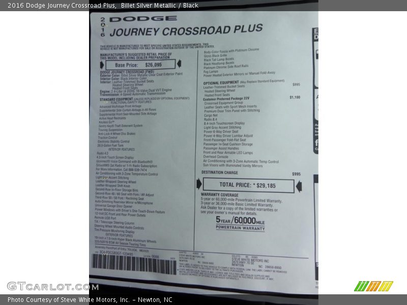  2016 Journey Crossroad Plus Window Sticker