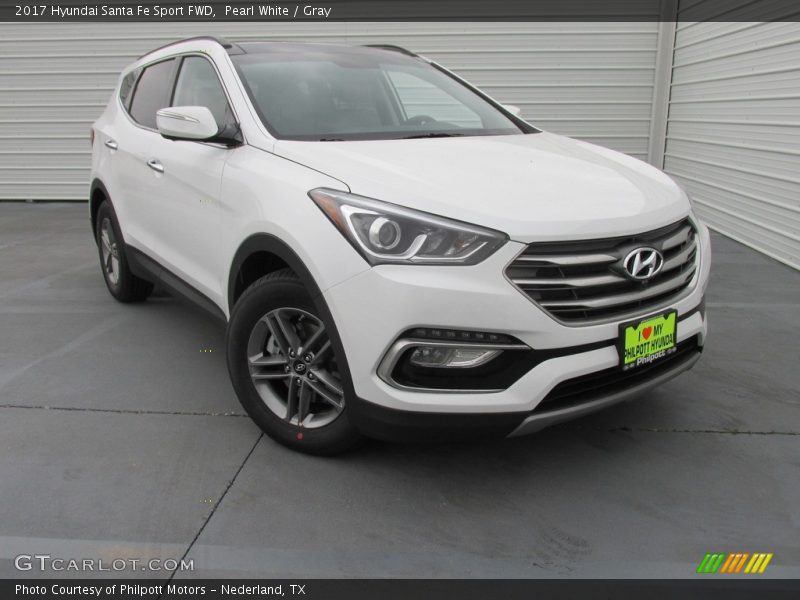 Pearl White / Gray 2017 Hyundai Santa Fe Sport FWD