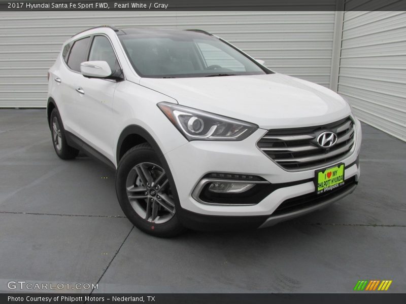 Pearl White / Gray 2017 Hyundai Santa Fe Sport FWD