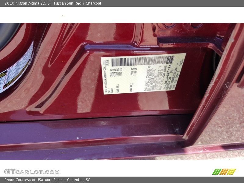 Tuscan Sun Red / Charcoal 2010 Nissan Altima 2.5 S