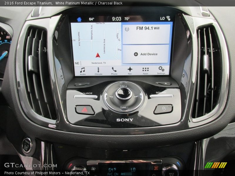 White Platinum Metallic / Charcoal Black 2016 Ford Escape Titanium
