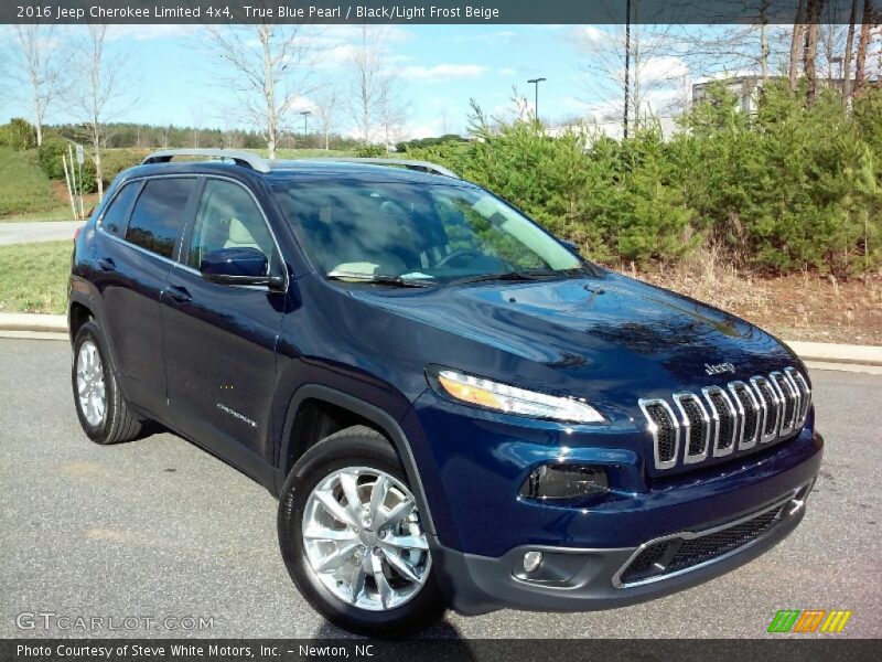 True Blue Pearl / Black/Light Frost Beige 2016 Jeep Cherokee Limited 4x4