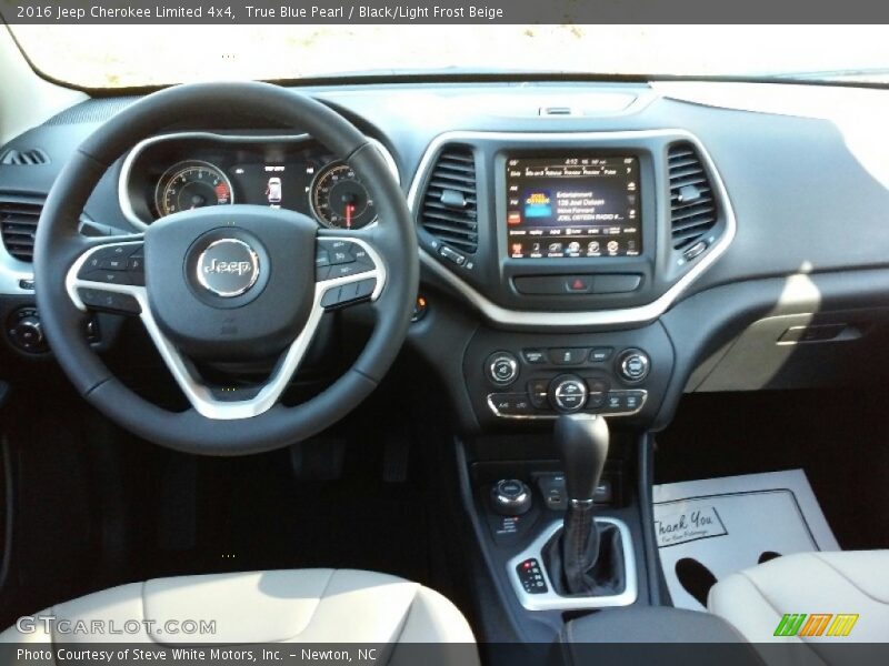 True Blue Pearl / Black/Light Frost Beige 2016 Jeep Cherokee Limited 4x4