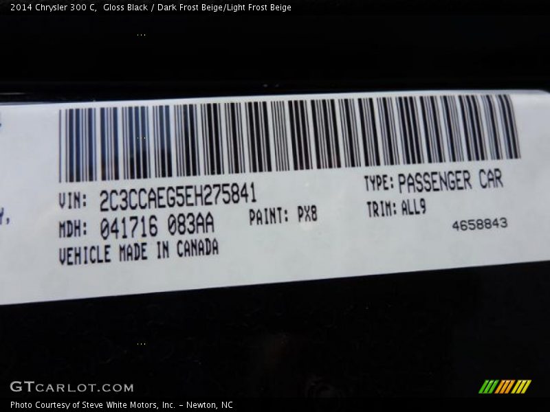 Gloss Black / Dark Frost Beige/Light Frost Beige 2014 Chrysler 300 C