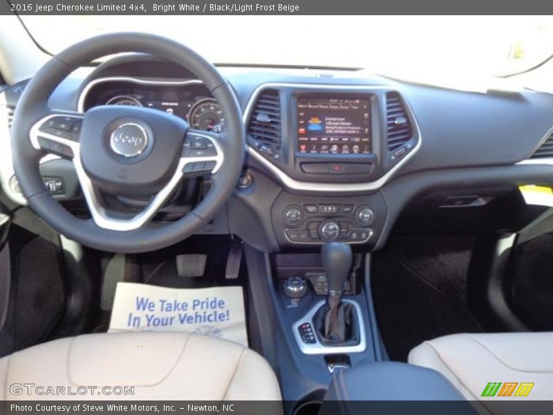 Bright White / Black/Light Frost Beige 2016 Jeep Cherokee Limited 4x4