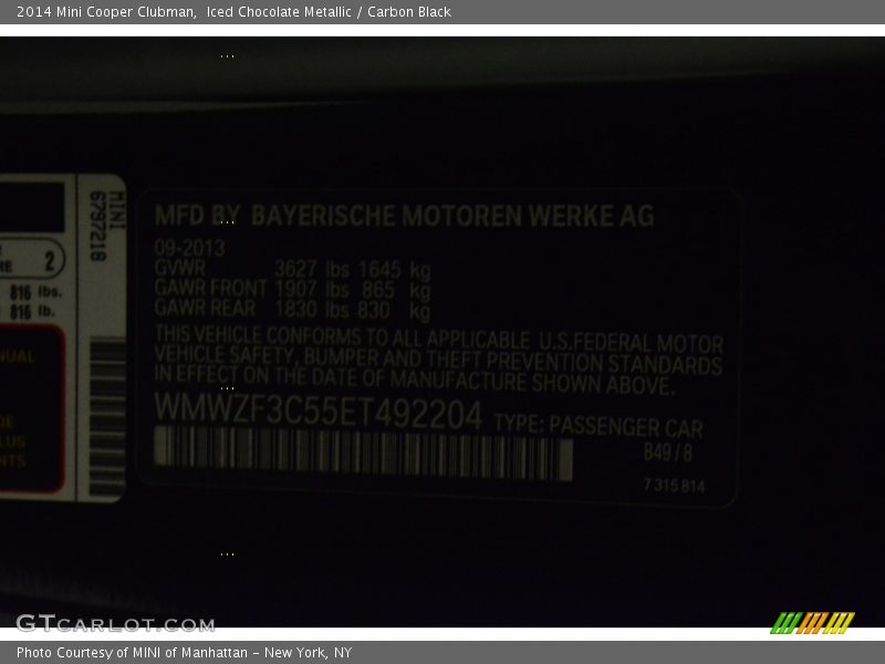 Iced Chocolate Metallic / Carbon Black 2014 Mini Cooper Clubman