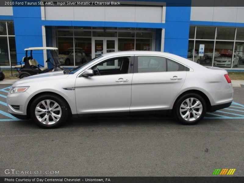 Ingot Silver Metallic / Charcoal Black 2010 Ford Taurus SEL AWD