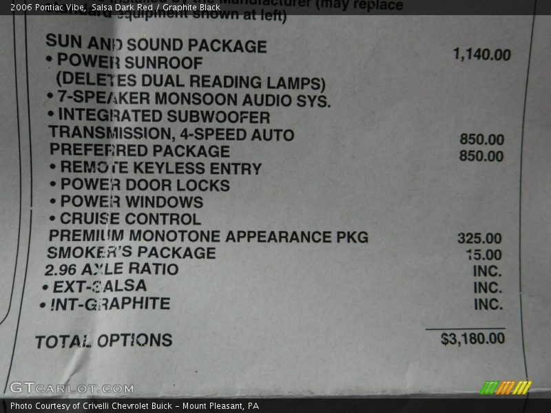 Salsa Dark Red / Graphite Black 2006 Pontiac Vibe