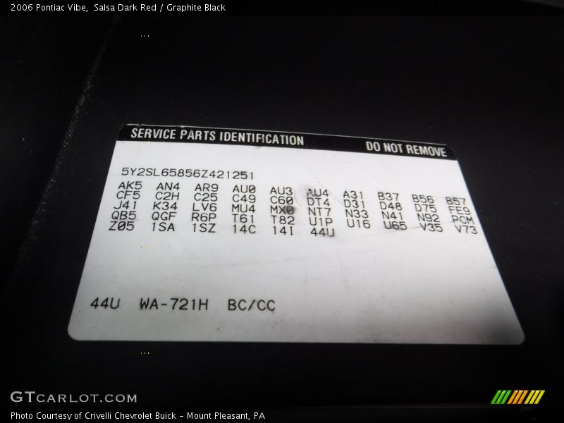 Salsa Dark Red / Graphite Black 2006 Pontiac Vibe