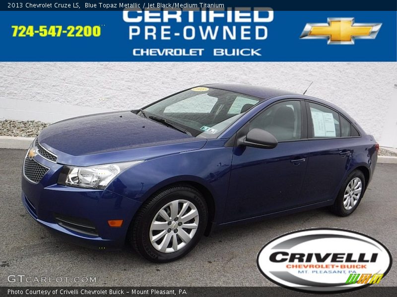Blue Topaz Metallic / Jet Black/Medium Titanium 2013 Chevrolet Cruze LS