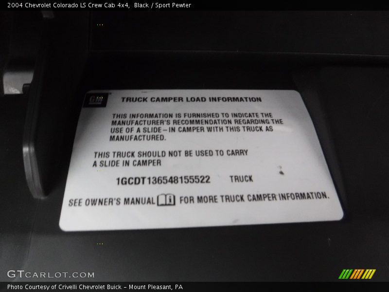 Black / Sport Pewter 2004 Chevrolet Colorado LS Crew Cab 4x4