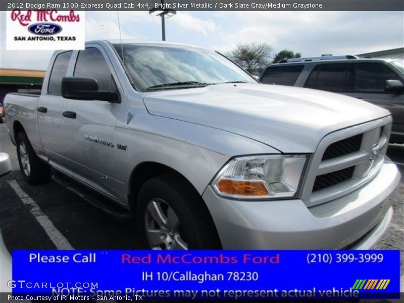 Bright Silver Metallic / Dark Slate Gray/Medium Graystone 2012 Dodge Ram 1500 Express Quad Cab 4x4