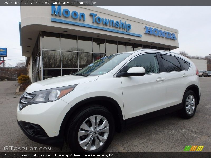 White Diamond Pearl / Beige 2012 Honda CR-V EX-L 4WD