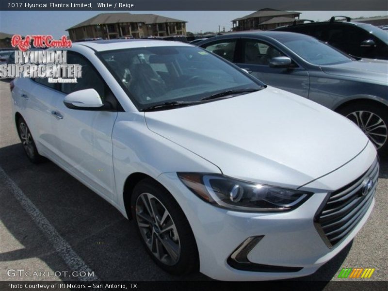 White / Beige 2017 Hyundai Elantra Limited