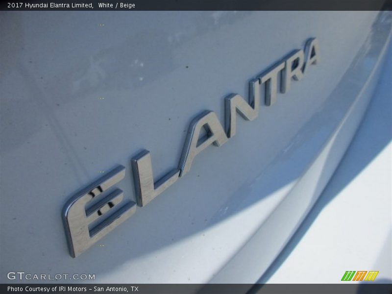 White / Beige 2017 Hyundai Elantra Limited