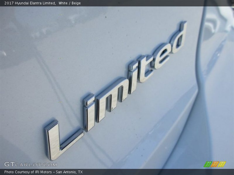 White / Beige 2017 Hyundai Elantra Limited