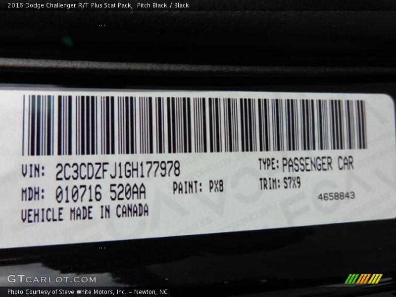 Pitch Black / Black 2016 Dodge Challenger R/T Plus Scat Pack