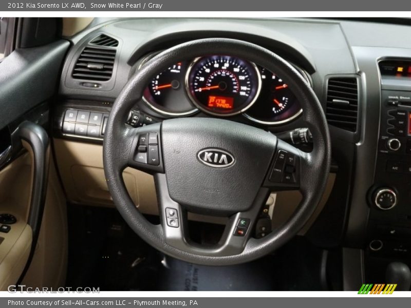 Snow White Pearl / Gray 2012 Kia Sorento LX AWD