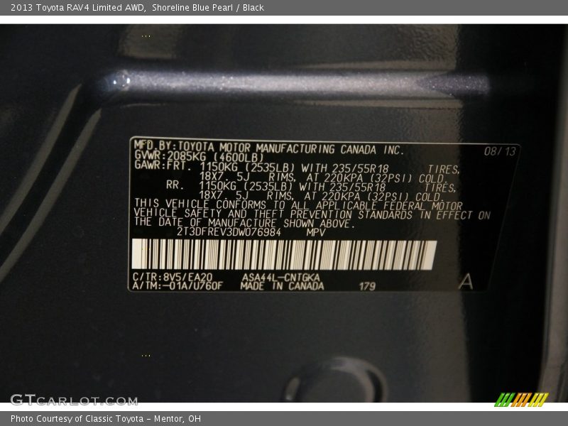 Shoreline Blue Pearl / Black 2013 Toyota RAV4 Limited AWD