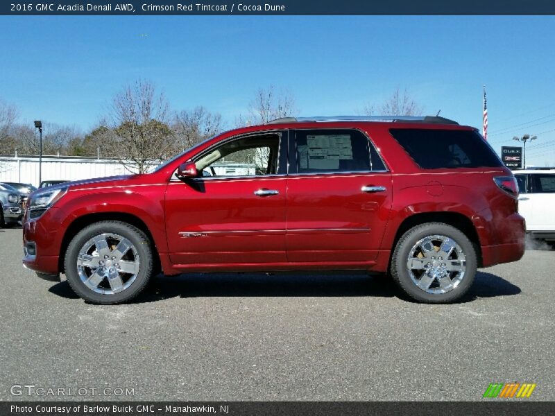 Crimson Red Tintcoat / Cocoa Dune 2016 GMC Acadia Denali AWD