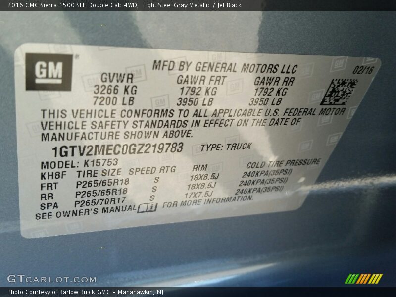 Light Steel Gray Metallic / Jet Black 2016 GMC Sierra 1500 SLE Double Cab 4WD