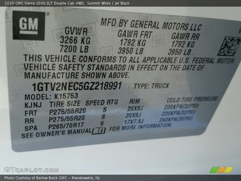 Summit White / Jet Black 2016 GMC Sierra 1500 SLT Double Cab 4WD
