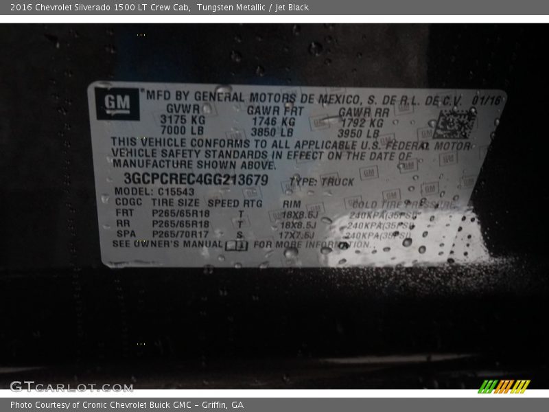 Tungsten Metallic / Jet Black 2016 Chevrolet Silverado 1500 LT Crew Cab