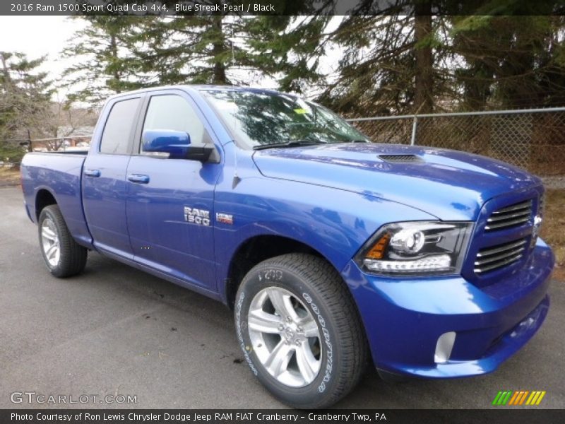 Blue Streak Pearl / Black 2016 Ram 1500 Sport Quad Cab 4x4