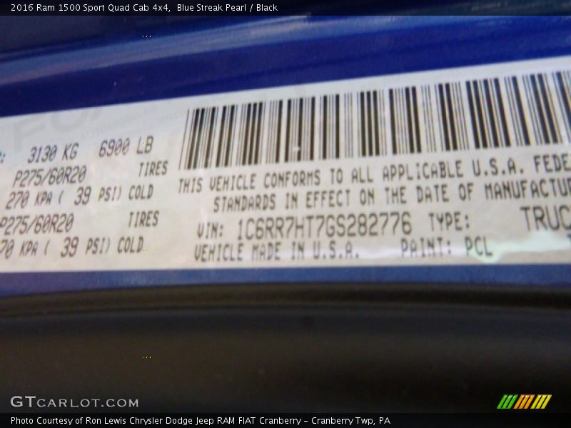 Blue Streak Pearl / Black 2016 Ram 1500 Sport Quad Cab 4x4