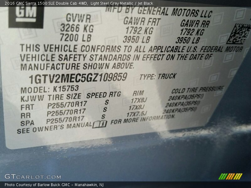 Light Steel Gray Metallic / Jet Black 2016 GMC Sierra 1500 SLE Double Cab 4WD