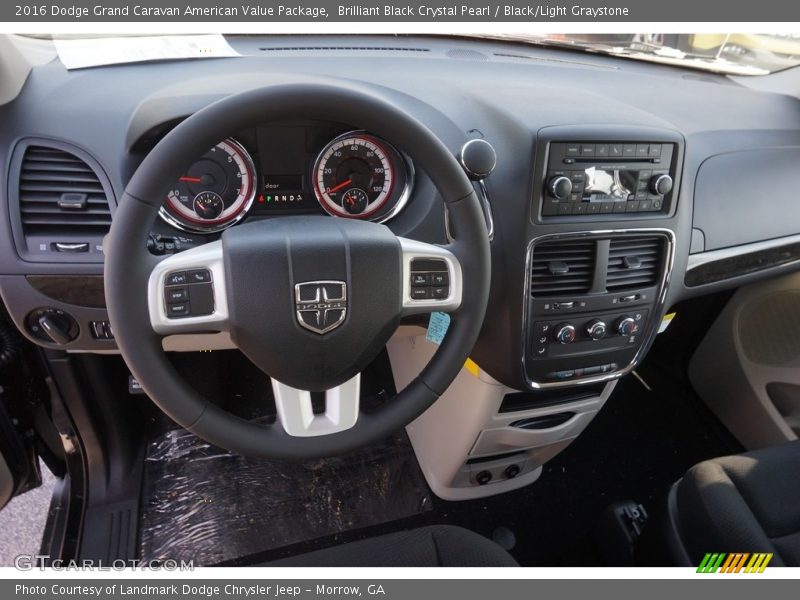 Brilliant Black Crystal Pearl / Black/Light Graystone 2016 Dodge Grand Caravan American Value Package