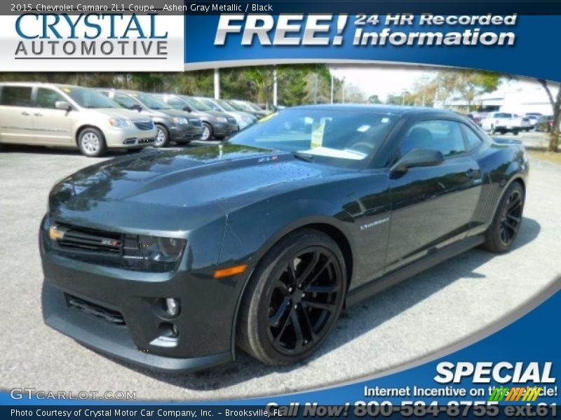 Ashen Gray Metallic / Black 2015 Chevrolet Camaro ZL1 Coupe