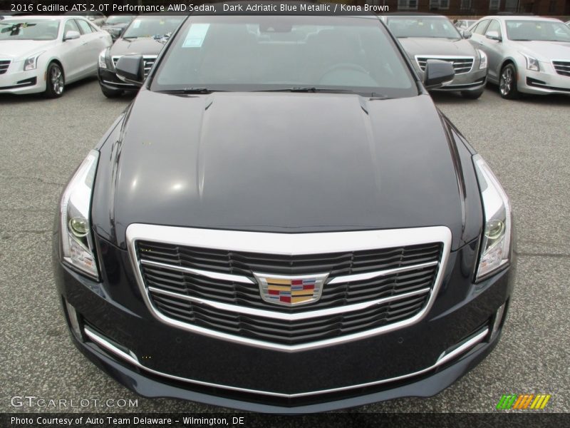 Dark Adriatic Blue Metallic / Kona Brown 2016 Cadillac ATS 2.0T Performance AWD Sedan