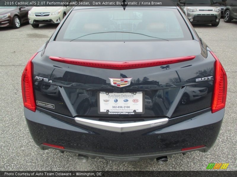 Dark Adriatic Blue Metallic / Kona Brown 2016 Cadillac ATS 2.0T Performance AWD Sedan