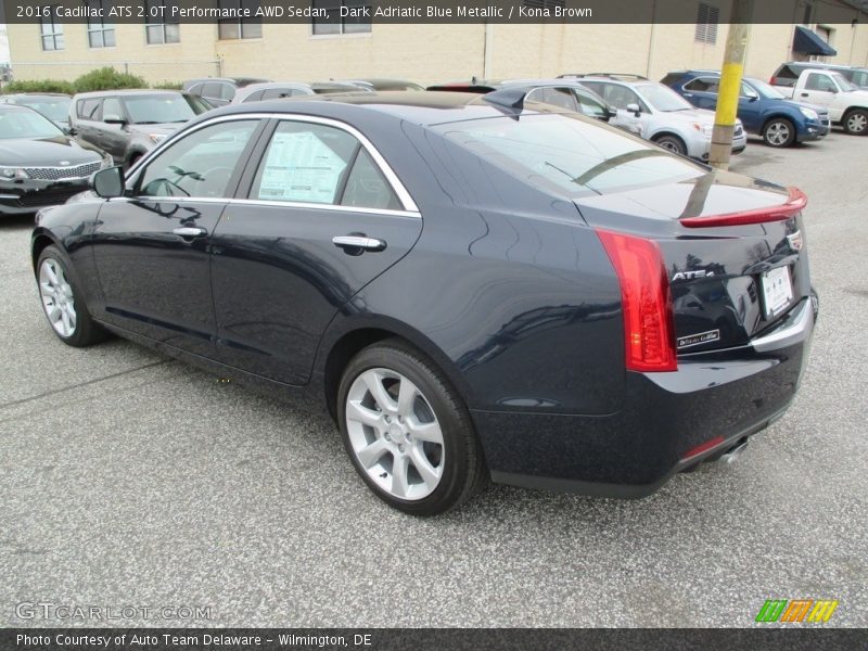 Dark Adriatic Blue Metallic / Kona Brown 2016 Cadillac ATS 2.0T Performance AWD Sedan