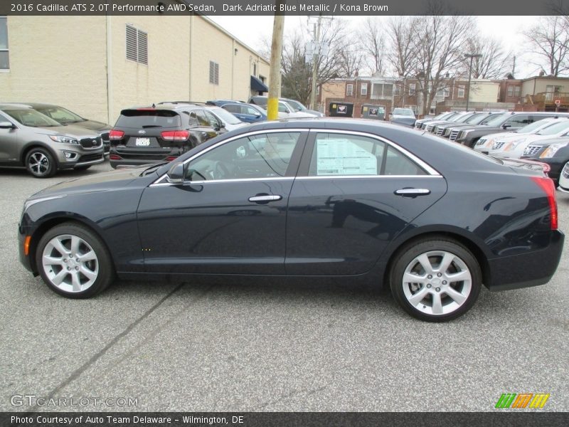 Dark Adriatic Blue Metallic / Kona Brown 2016 Cadillac ATS 2.0T Performance AWD Sedan