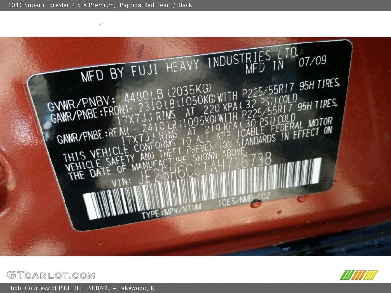 Paprika Red Pearl / Black 2010 Subaru Forester 2.5 X Premium