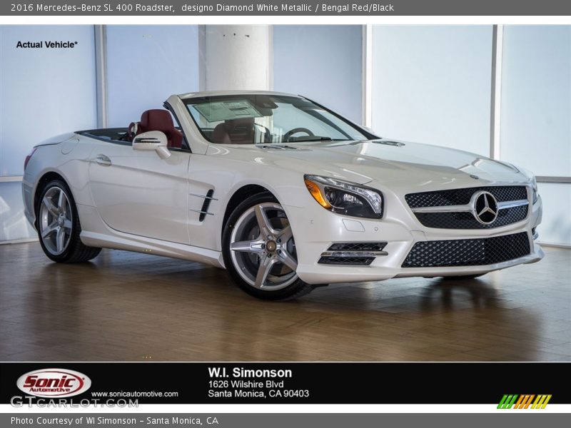 designo Diamond White Metallic / Bengal Red/Black 2016 Mercedes-Benz SL 400 Roadster