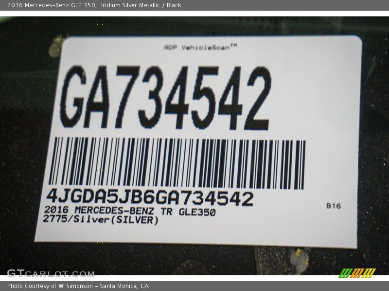 Iridium Silver Metallic / Black 2016 Mercedes-Benz GLE 350