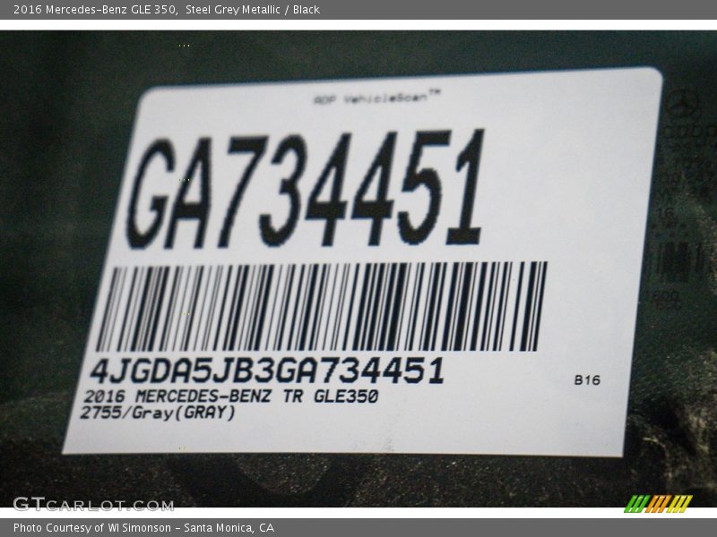 Steel Grey Metallic / Black 2016 Mercedes-Benz GLE 350
