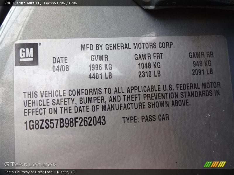 Techno Gray / Gray 2008 Saturn Aura XE