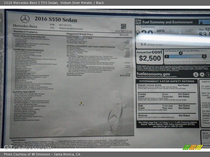 Iridium Silver Metallic / Black 2016 Mercedes-Benz S 550 Sedan