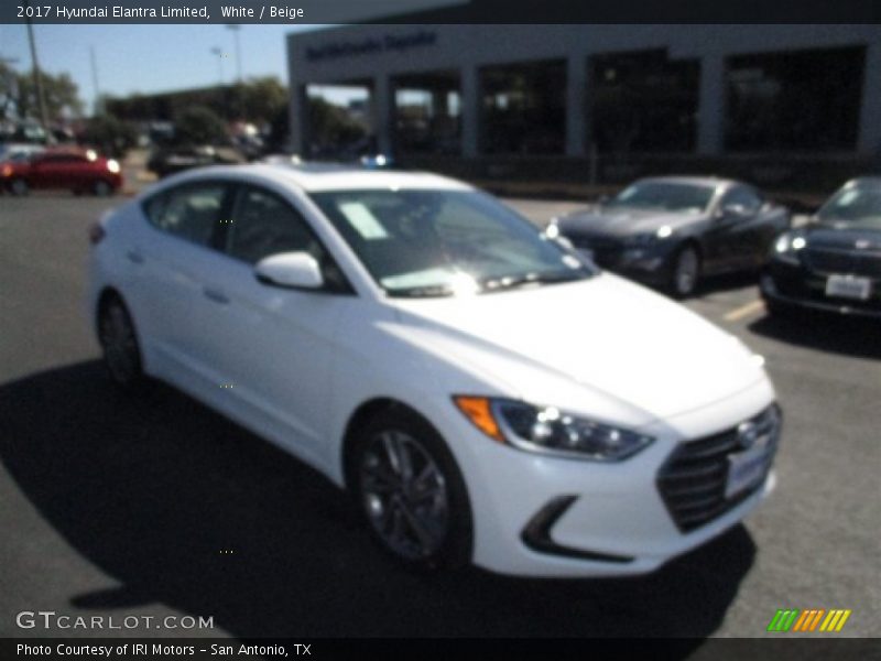 White / Beige 2017 Hyundai Elantra Limited
