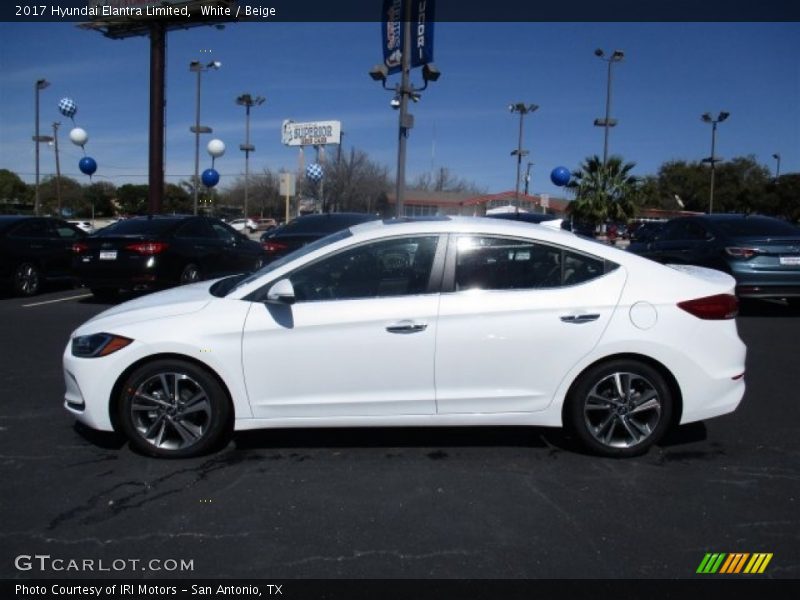White / Beige 2017 Hyundai Elantra Limited