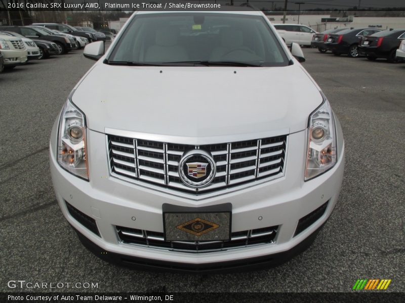 Platinum Ice Tricoat / Shale/Brownstone 2016 Cadillac SRX Luxury AWD