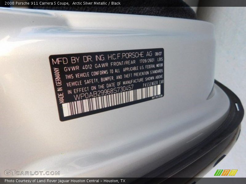 Arctic Silver Metallic / Black 2008 Porsche 911 Carrera S Coupe