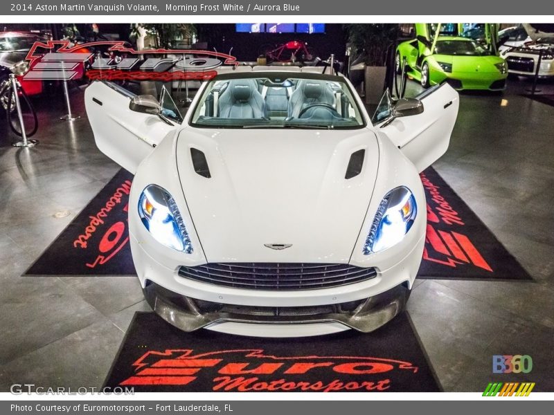 Morning Frost White / Aurora Blue 2014 Aston Martin Vanquish Volante